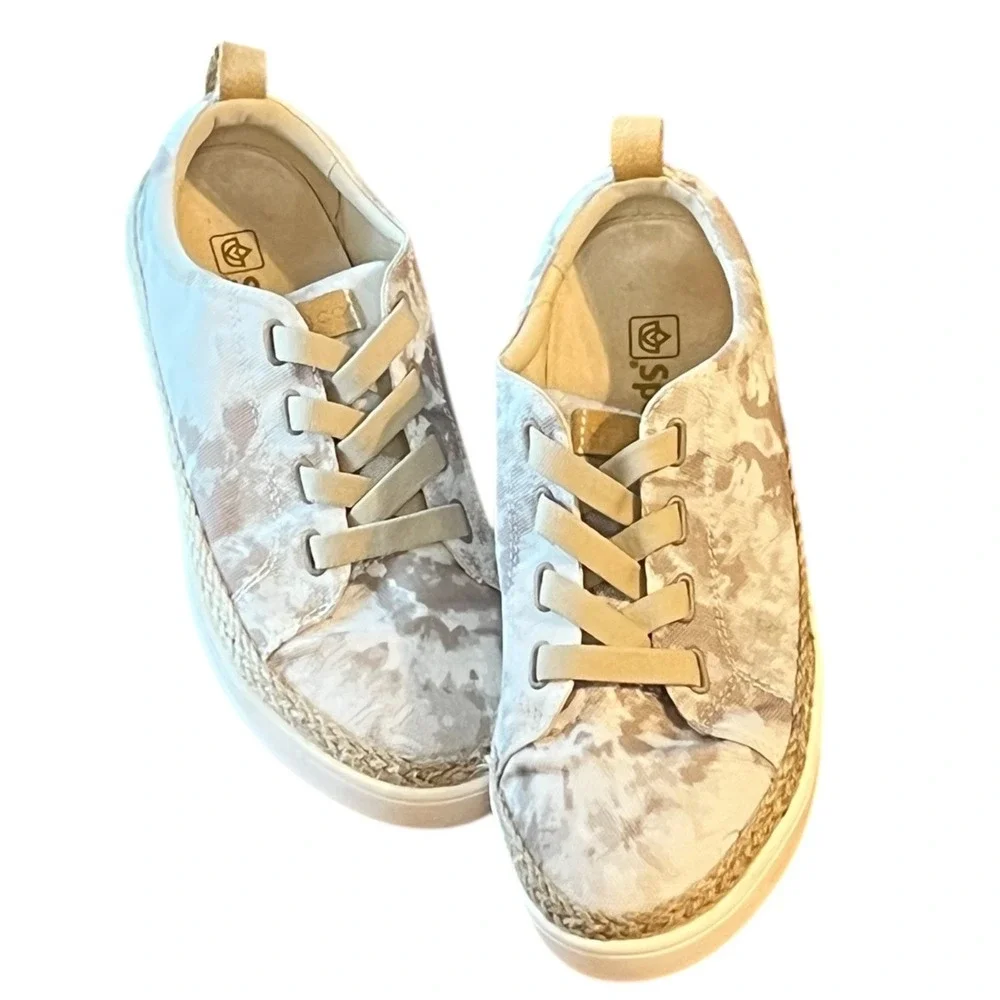 Spenco Malibu 21 Slip On Comfort‎ Sneakers Gray Tie Dye Canvas No Tie 8.5D